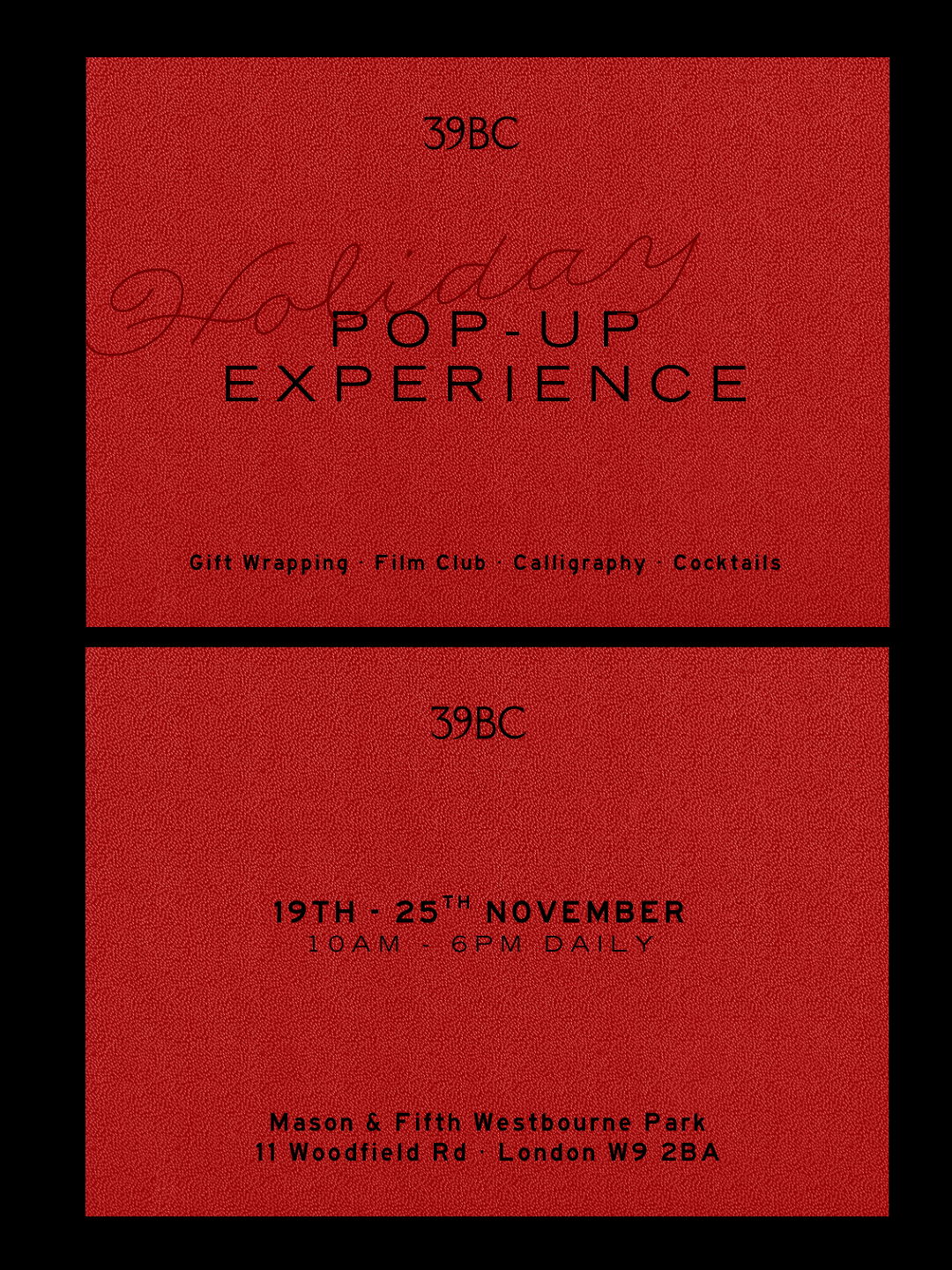 39BC's Holiday Pop-Up Experience